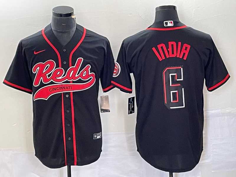 Men%27s Cincinnati Reds #6 Jonathan India Black 2023 City Connect With Patch Stitched Jersey->chicago cubs->MLB Jersey